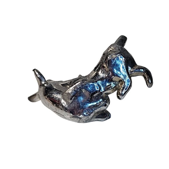 Vintage Chrome Scottie Dogs Playing Figurine 2.25" Collectible Desk Ornament Art - Picture 4 of 8